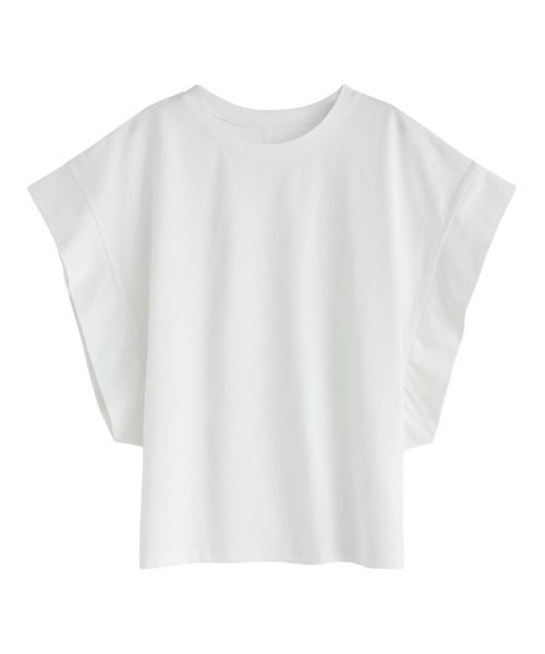 Re:EDIT（リエディ）の「[二の腕カバー]鹿の子フレンチスリーブトップス（Tシャツ/カットソー・レディース・ブラック/オフホワイト/チャコールグレー・LARGE/MEDIUM）」の22枚目の写真