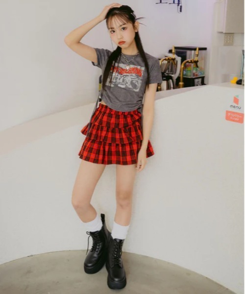 ANAP GｉRL（アナップガール）の「ティアード チェック スカート【キッズお揃い】（スカート・キッズ・ブルー/レッド・M/S/XS）」の16枚目の写真