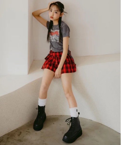 ANAP GｉRL（アナップガール）の「ティアード チェック スカート【キッズお揃い】（スカート・キッズ・ブルー/レッド・M/S/XS）」の18枚目の写真