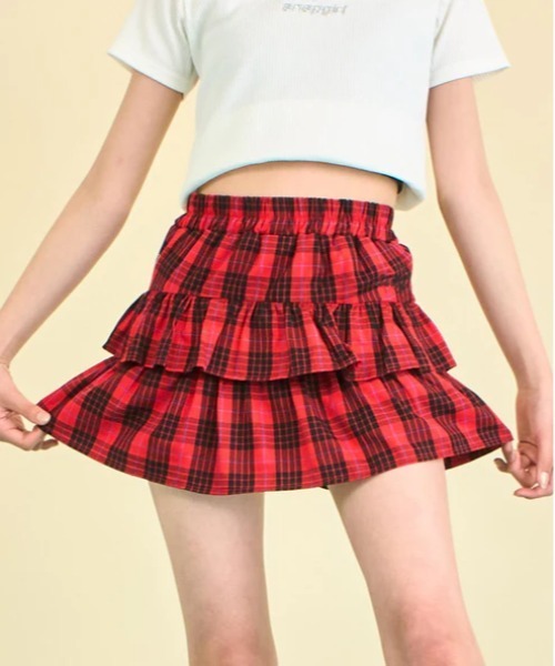 キッズ♡ガールズ♡トップス♡スカート♡おまとめ♡ ティアード チェック スカート【キッズお揃い】（スカート