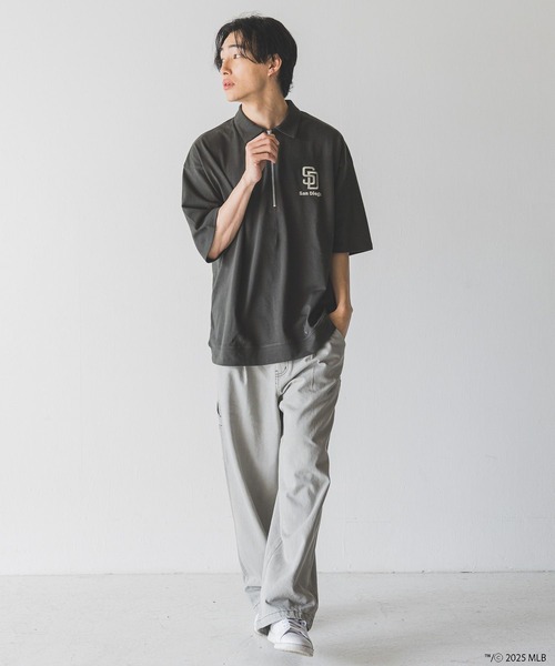 LOWRYS FARM(ローリーズファーム)の「MLBハーフZIPポロSS 492782(Tシャツ/カットソー・メンズ・ネイビー/アイボリー/チャコールグレー・MEDIUM/LARGE)」の8枚目の写真