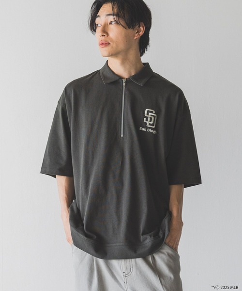 LOWRYS FARM(ローリーズファーム)の「MLBハーフZIPポロSS 492782(Tシャツ/カットソー・メンズ・ネイビー/アイボリー/チャコールグレー・MEDIUM/LARGE)」の10枚目の写真