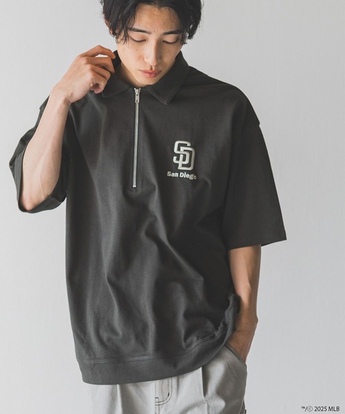 LOWRYS FARM(ローリーズファーム)の「MLBハーフZIPポロSS 492782(Tシャツ/カットソー・メンズ・ネイビー/アイボリー/チャコールグレー・MEDIUM/LARGE)」の11枚目の写真
