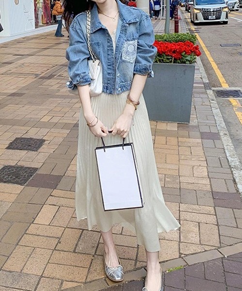 aimoha（アイモハ）の「シルク調　プリーツミディロングスカート　フォーマルにも（スカート・レディース・ベージュ/ブルー/ホワイト・FREE）」の4枚目の写真