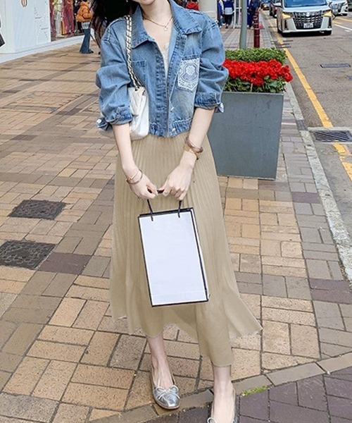 aimoha（アイモハ）の「シルク調　プリーツミディロングスカート　フォーマルにも（スカート・レディース・ベージュ/ブルー/ホワイト・FREE）」の6枚目の写真