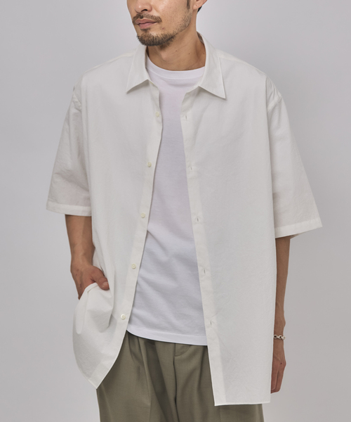 EDIFICE(エディフィス)の「ETS.MATERIAUX(マテリオ) フレンチワーク ショートスリーブシャツ(シャツ/ブラウス・メンズ・チャコールグレー/アイボリー/ホワイト・2/3)」の2枚目の写真