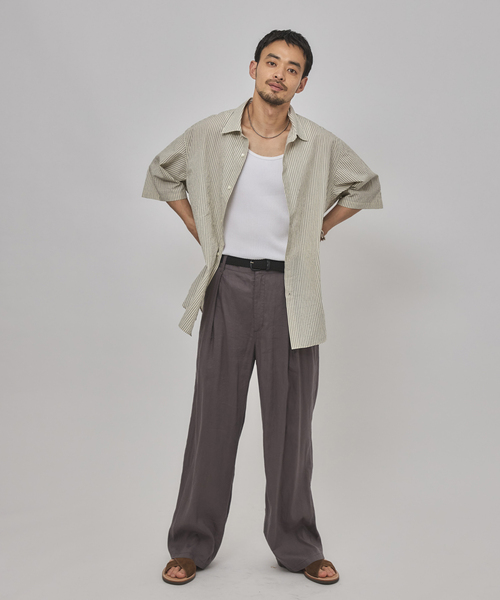 EDIFICE(エディフィス)の「ETS.MATERIAUX(マテリオ) フレンチワーク ショートスリーブシャツ(シャツ/ブラウス・メンズ・チャコールグレー/アイボリー/ホワイト・2/3)」の7枚目の写真