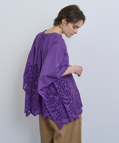 ハウスオブロータス　ワンピース シフリー刺繍シャツワンピース　パープル シフリー刺繍シャツワンピース ｜ハウス オブ ロータス＜HOUSE