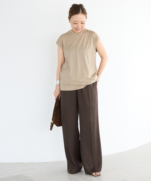 Deuxieme Classe SILK SATIN イージーパンツ　ブラウン 追加 SILK SATIN イージーパンツ（その他パンツ）｜Deuxieme