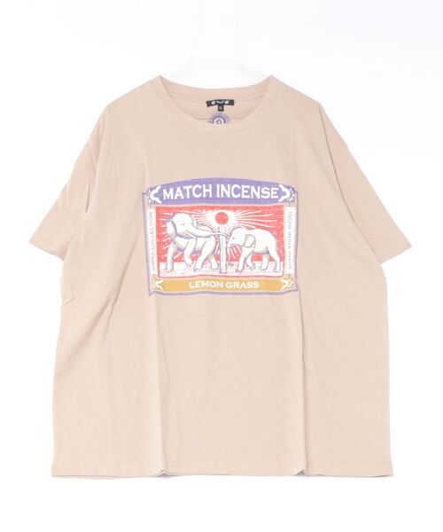 チャイハネ(チャイハネ)の「【チャイハネ】マッチ香プリントTシャツXL(Tシャツ/カットソー・メンズ・ブラック/ライトベージュ/ネイビー/オレンジ/グリーン/レッド/ホワイト/グレー/ブルー/マスタード・XL)」の4枚目の写真