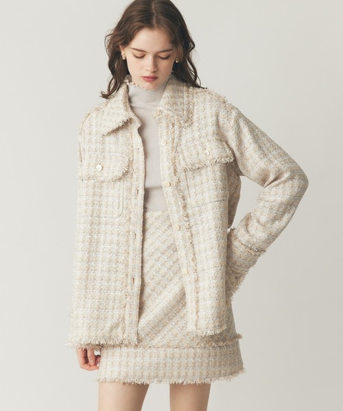 DEICY（デイシー）の「ラメmixツイードフリンジジャケット（その他アウター・レディース・オフホワイト・FREE）」の18枚目の写真