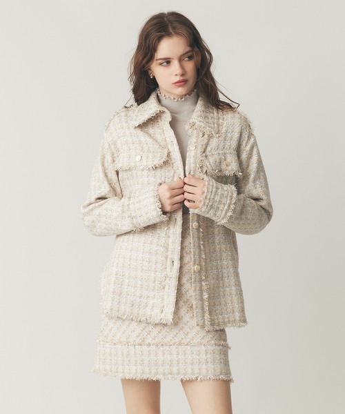 DEICY（デイシー）の「ラメmixツイードフリンジジャケット（その他アウター・レディース・オフホワイト・FREE）」の10枚目の写真