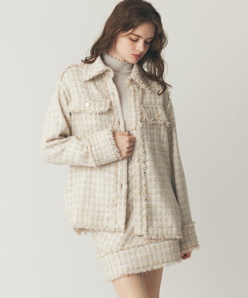 DEICY（デイシー）の「ラメmixツイードフリンジジャケット（その他アウター・レディース・オフホワイト・FREE）」の11枚目の写真