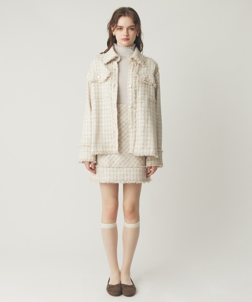 DEICY（デイシー）の「ラメmixツイードフリンジジャケット（その他アウター・レディース・オフホワイト・FREE）」の3枚目の写真