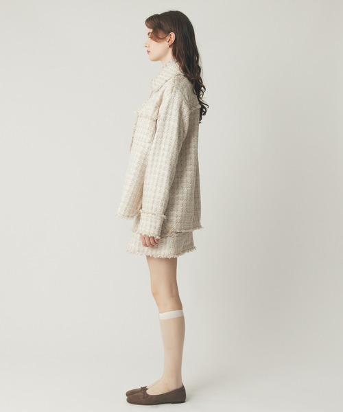 DEICY（デイシー）の「ラメmixツイードフリンジジャケット（その他アウター・レディース・オフホワイト・FREE）」の4枚目の写真