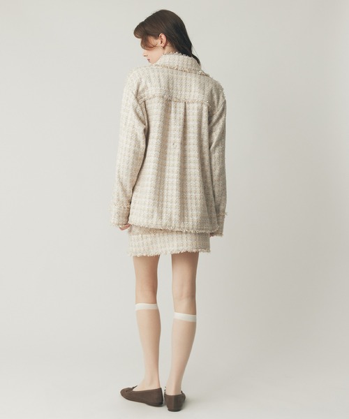 DEICY（デイシー）の「ラメmixツイードフリンジジャケット（その他アウター・レディース・オフホワイト・FREE）」の5枚目の写真
