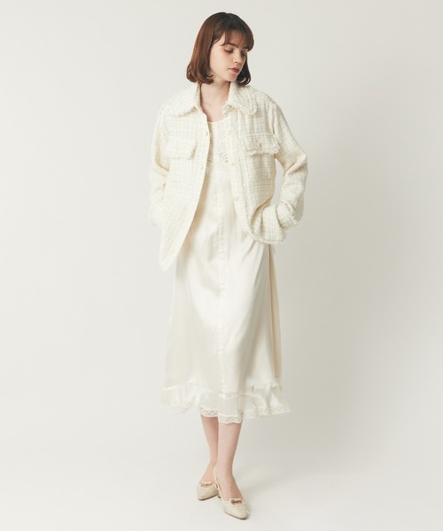 DEICY（デイシー）の「ラメmixツイードフリンジジャケット（その他アウター・レディース・オフホワイト・FREE）」の6枚目の写真