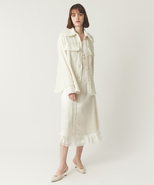 DEICY（デイシー）の「ラメmixツイードフリンジジャケット（その他アウター・レディース・オフホワイト・FREE）」の7枚目の写真