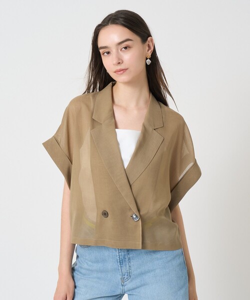 ANAYI（アナイ）の「シアーオーガンフレンチスリーブジャケット（ダウンジャケット/コート・レディース・ブラウン/ブラック・36/38）」の4枚目の写真