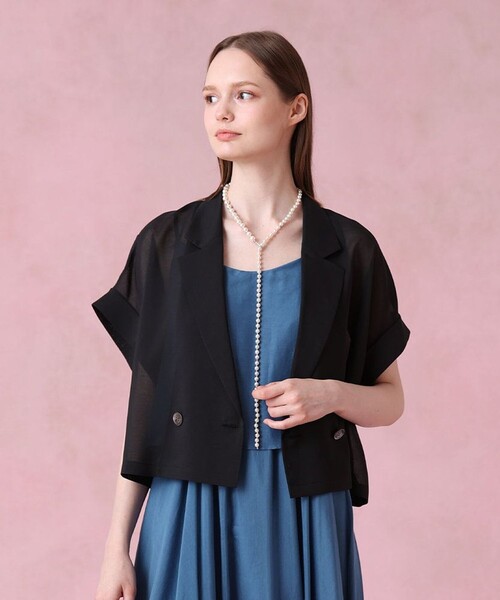 ANAYI（アナイ）の「シアーオーガンフレンチスリーブジャケット（ダウンジャケット/コート・レディース・ブラウン/ブラック・36/38）」の8枚目の写真