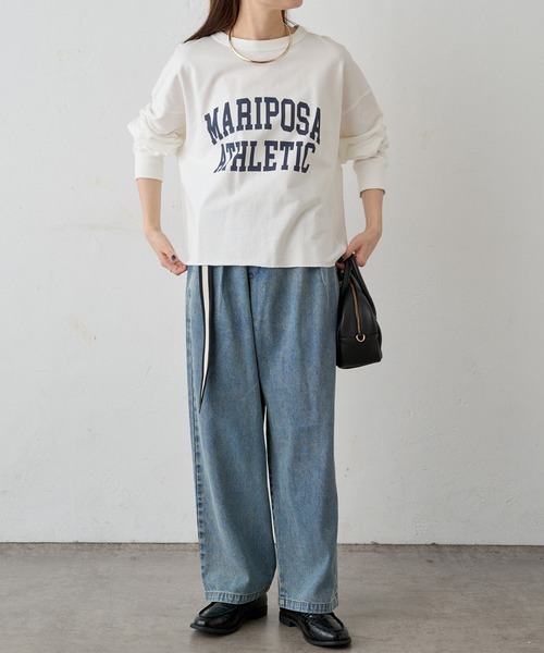 PUAL CE CIN(ピュアルセシン)の「インレイショートプルオーバー(Tシャツ/カットソー・レディース・オフホワイト/グレー・FREE)」の4枚目の写真