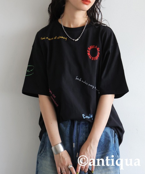 antiqua(アンティカ)の「ロゴフォトプリントTシャツ(Tシャツ/カットソー・レディース・ブラック系その他/ホワイト系その他/ブラック/ホワイト・R/P)」の3枚目の写真
