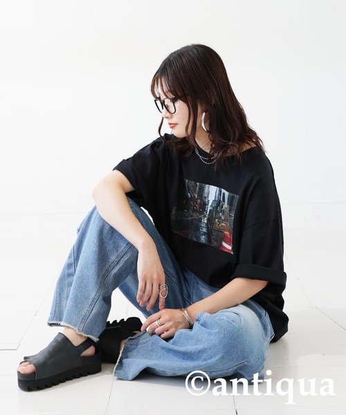 antiqua(アンティカ)の「ロゴフォトプリントTシャツ(Tシャツ/カットソー・レディース・ブラック系その他/ホワイト系その他/ブラック/ホワイト・R/P)」の14枚目の写真