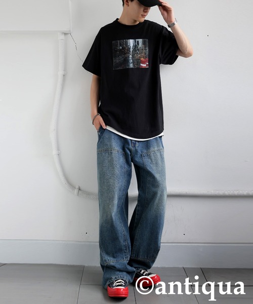 ANIECA カラーはフォトTしゃつ未使用 ロゴフォトプリントTシャツ（Tシャツ/カットソー）｜antiqua