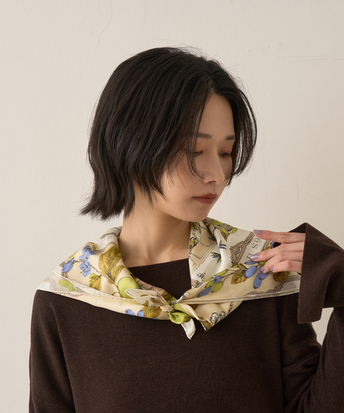 manipuri（マニプリ）の「【manipuri/マニプリ】アンティークレシピ スカーフ 65×65（バンダナ/スカーフ・レディース・グリーン/ブルー・フリー）」の19枚目の写真