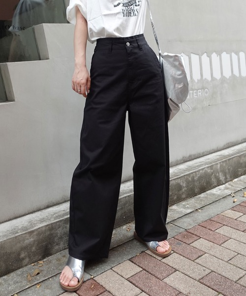 CORNERS（コーナーズ）の「ワイドエッグチノパンツ（チノパンツ・レディース・ライトベージュ/ブラック/ネイビー/チャコールグレー・マルチサイズ）」の19枚目の写真