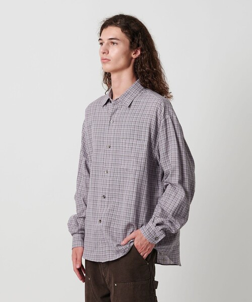 MONKEY TIME（モンキータイム）の「ダブルガーゼ チェック シャツ（シャツ/ブラウス・メンズ・ライラック/ダークグレー・XL/L/M/S）」の6枚目の写真