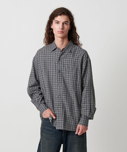 MONKEY TIME（モンキータイム）の「ダブルガーゼ チェック シャツ（シャツ/ブラウス・メンズ・ライラック/ダークグレー・XL/L/M/S）」の10枚目の写真