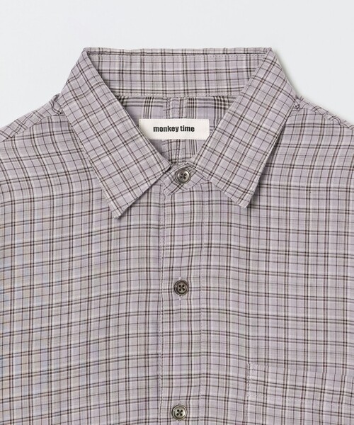MONKEY TIME（モンキータイム）の「ダブルガーゼ チェック シャツ（シャツ/ブラウス・メンズ・ライラック/ダークグレー・XL/L/M/S）」の5枚目の写真