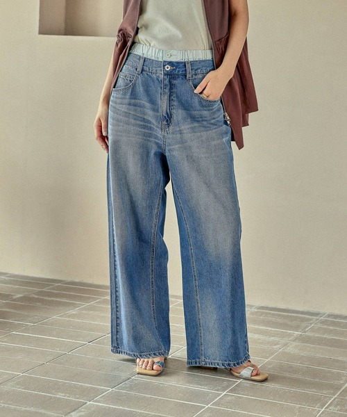 LEPSIM（レプシィム）の「Wウエストデニムパンツ　495915（デニムパンツ・レディース・インディゴブルー/ブルー・FREE）」の13枚目の写真