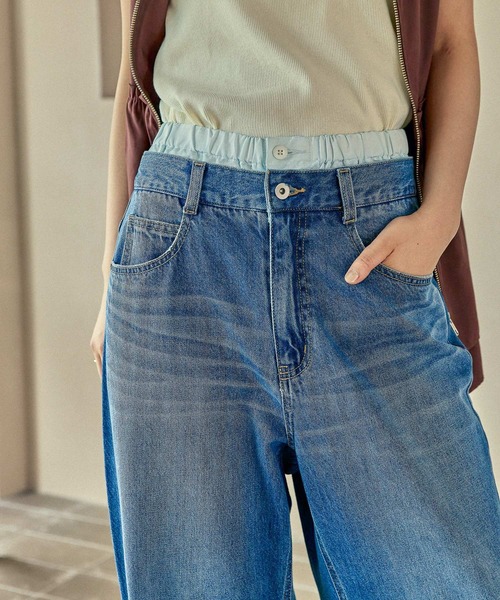 LEPSIM（レプシィム）の「Wウエストデニムパンツ　495915（デニムパンツ・レディース・インディゴブルー/ブルー・FREE）」の16枚目の写真