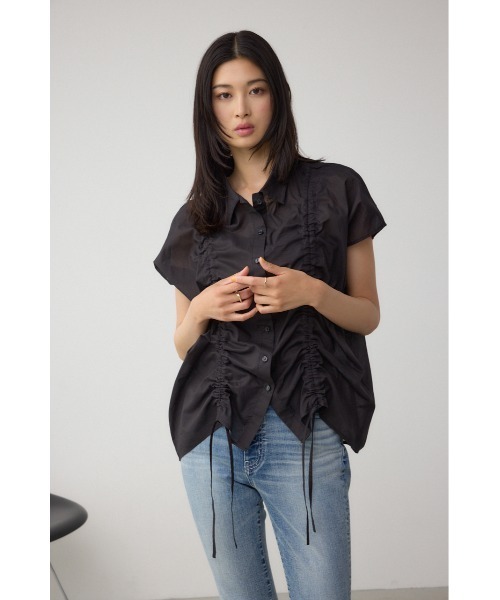 AZUL by moussy(アズールバイマウジー)の「C/T冷感 ドロストブラウス(シャツ/ブラウス・レディース・ブラック/オフホワイト/ブラック系その他・FREE)」の21枚目の写真