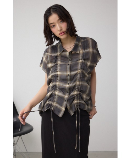 AZUL by moussy(アズールバイマウジー)の「C/T冷感 ドロストブラウス(シャツ/ブラウス・レディース・ブラック/オフホワイト/ブラック系その他・FREE)」の12枚目の写真