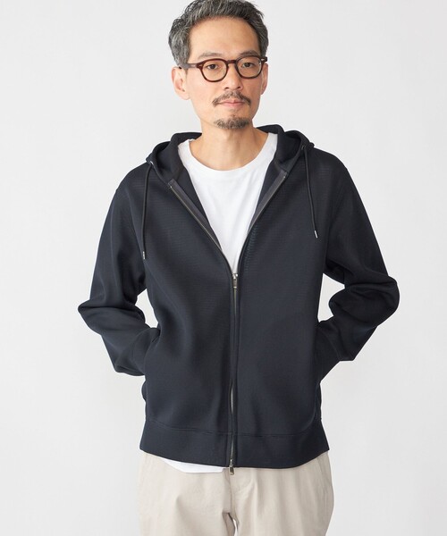 SHIPS:〈吸水速乾/通気性〉メッシュ ダブルニット ジップ パーカー