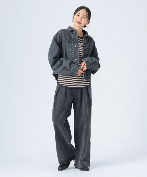 BEAMS HEART（ビームスハート）の「クロップド デニム ジャケット（デニムジャケット・レディース・ブラック/ブルー・FREE）」の4枚目の写真