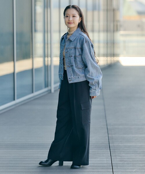 BEAMS HEART（ビームスハート）の「クロップド デニム ジャケット（デニムジャケット・レディース・ブラック/ブルー・FREE）」の8枚目の写真