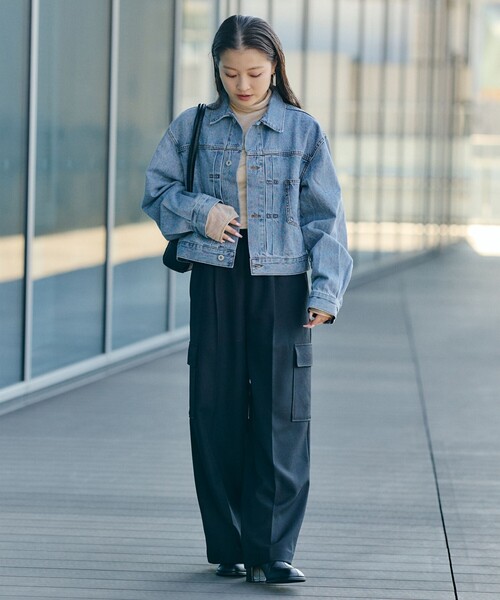 BEAMS HEART（ビームスハート）の「クロップド デニム ジャケット（デニムジャケット・レディース・ブラック/ブルー・FREE）」の9枚目の写真