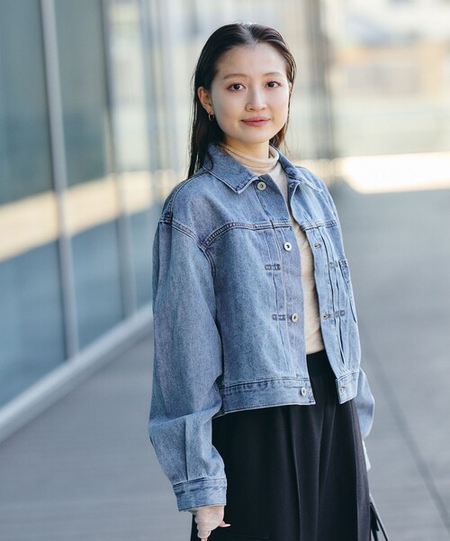 BEAMS HEART（ビームスハート）の「クロップド デニム ジャケット（デニムジャケット・レディース・ブラック/ブルー・FREE）」の10枚目の写真