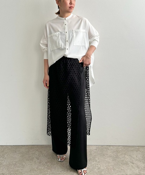 LHELBIE(レルビエ)の「レイヤードドッキングパンツ(その他パンツ・レディース・ベージュ/ブラック・M)」の3枚目の写真