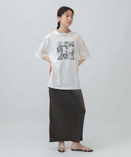 完売人気　グレー　バックプリント　レプシム　Tシャツ　フォトTシャツ LEPSIM tシャツ フォトプリントBIGフレンチT 580737 レディース