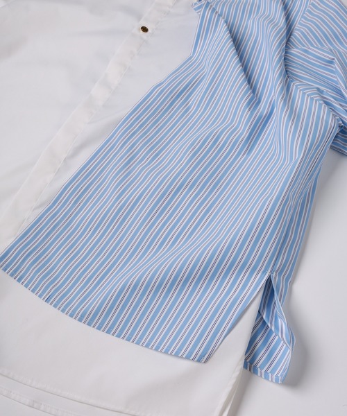 あお CULLNI ストライプ ホワイトシャツ CULLNI（クルニ）の「Stripe Asymmetrical Layered Shirt（シャツ