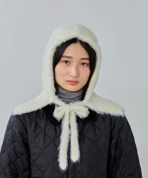 OVERRIDE（オーバーライド）の「OVERRIDE  KNIT FEATHERY BALACLAVA / オーバーライド（ハット・レディース・ブラック/ライトパープル/ホワイト・57~59cm）」の4枚目の写真