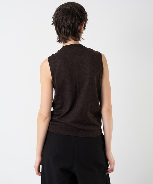 ELOOPS（イーループス）の「【ELOOPS】リボンデザイン ノースリーブニットトップス（ベスト・レディース・アイボリー/ブラウン・FREE）」の4枚目の写真