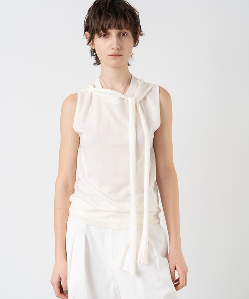 ELOOPS（イーループス）の「【ELOOPS】リボンデザイン ノースリーブニットトップス（ベスト・レディース・アイボリー/ブラウン・FREE）」の12枚目の写真