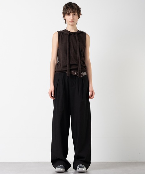 ELOOPS（イーループス）の「【ELOOPS】リボンデザイン ノースリーブニットトップス（ベスト・レディース・アイボリー/ブラウン・FREE）」の5枚目の写真