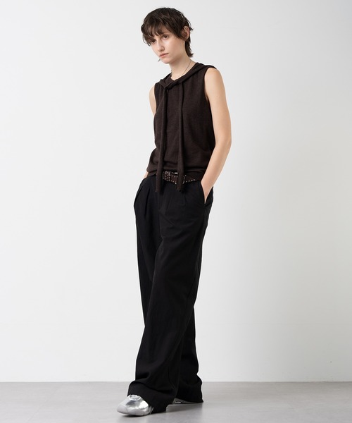 ELOOPS（イーループス）の「【ELOOPS】リボンデザイン ノースリーブニットトップス（ベスト・レディース・アイボリー/ブラウン・FREE）」の10枚目の写真